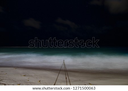 Atlantic Ocean, night. Tripod Photography shadow