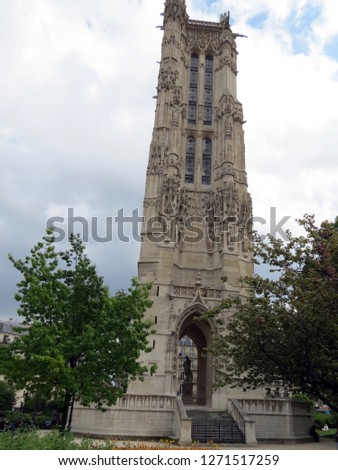   Saint Jacques tower and monument, Paris,France                             