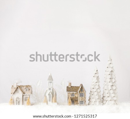 Christmas Village on a Snowy Shelf Table Christmas Decoration