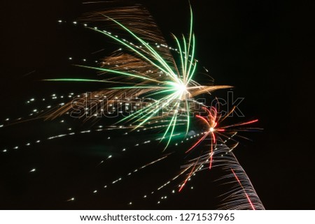 Amazing and beautiful fireworks on dark background. abstract light pattern holiday background