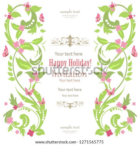 invitation card with swirling ornaments of floral elements for your design