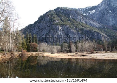 View of Yosemite National Park in the winter at USA.