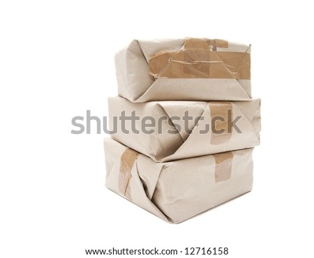 A pile of wrapped packs isolated on white