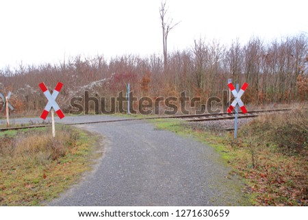 St. Andrew's Cross on an ungated railroad crossing near Weissach