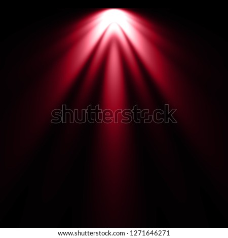 Isolated red spotlight effect on black background. Light show. Light from the top clipart.