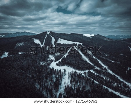 Aerial drone photo of highland landscape in Carpathian mountains