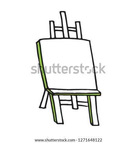 Easel cartoon vector illustration, hand drawn style, isolated on white background