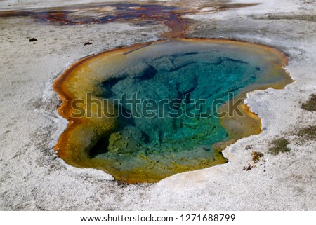Colorful hot springs thermal pool, at Black Sand Basin,  Yellowstone National Park, Wyoming/Idaho, Montana, USA.