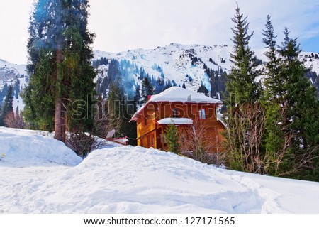 mountain house in winter