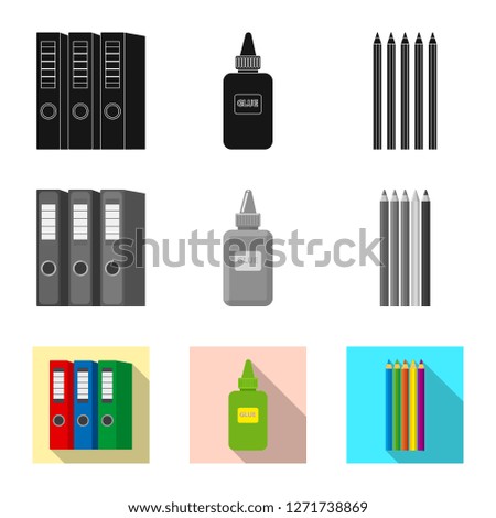 Vector illustration of office and supply icon. Set of office and school stock symbol for web.