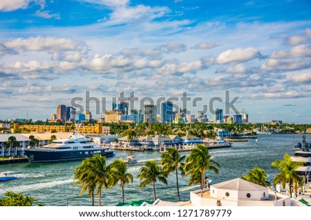 Fort Lauderdale Skyline and Intracoastal Waterway Royalty-Free Stock Photo #1271789779