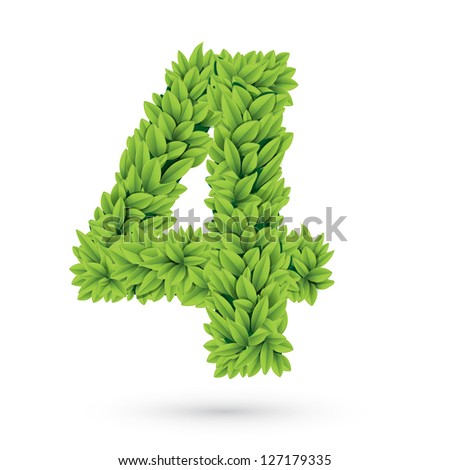 Number of green leaves vector illustration