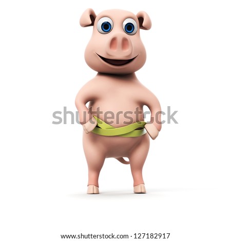 3d rendered illustration of a funny pig