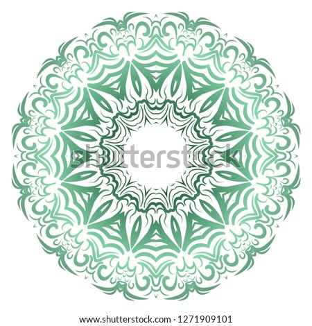 Green color gradient. Flower coloring Mandala. decorative elements. Oriental pattern, vector illustration. Indian, moroccan, mystic, ottoman motifs