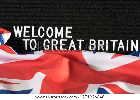 Flag of Great Britain and the welcome in the UK