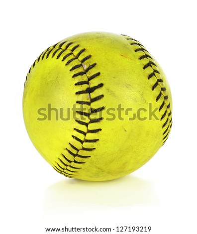 Yellow softball isolated over white background