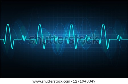 Blue Heart pulse monitor with signal. Heart beat. ekg icon wave Royalty-Free Stock Photo #1271943049