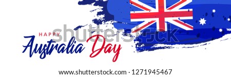 Happy Australia day lettering /calligraphy with flag/map of Australia . Vector illustration - Vector
 Royalty-Free Stock Photo #1271945467