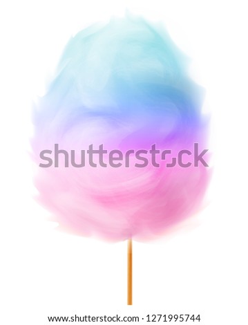 Two-tone pink blue cotton candy, 3d isolated on white background Royalty-Free Stock Photo #1271995744