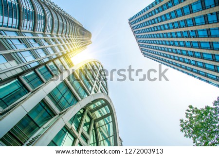 Contemporary architectural office building, urban landscape, per