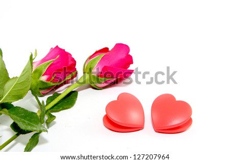 Roes and heart on white background