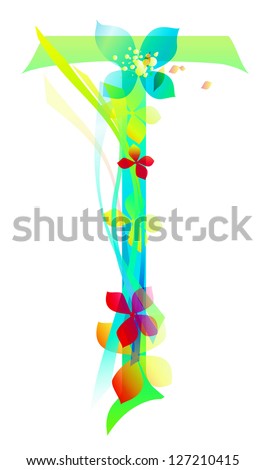 Decorative letter with flowers for design