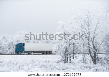 winter road transportation truck. 