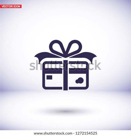 Credit card with ribbon as a gift icon. Vector  Eps 10 