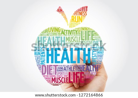 Health apple word cloud with marker, health concept background