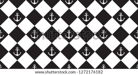 Anchor Seamless pattern vector boat checked Pattern pirate helm nautical maritime tile background isolated repeat wallpaper