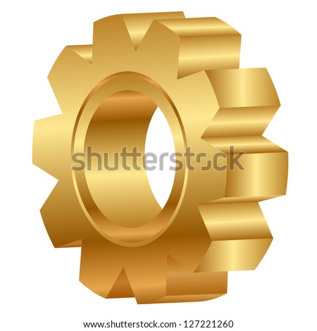 3d illustration of golden cog wheel