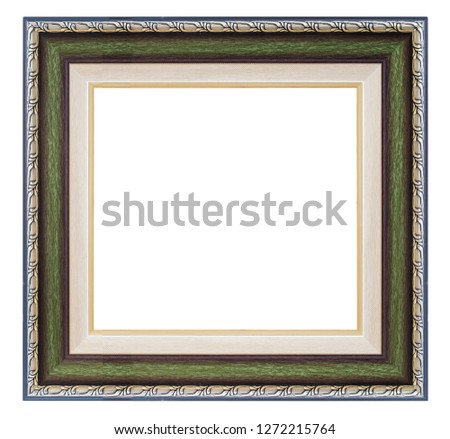 Vintage green and silver frame on a white background, isolated