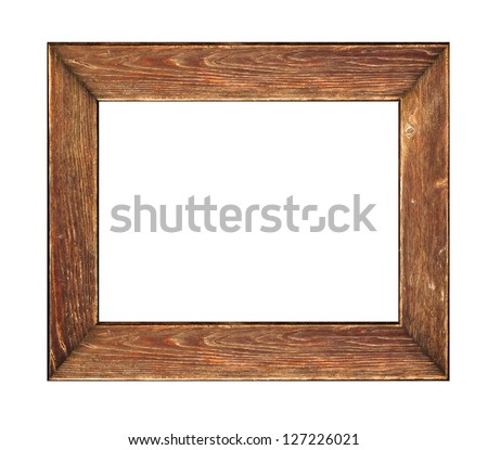 Old rustic picture frame. Wood picture frame over a white background