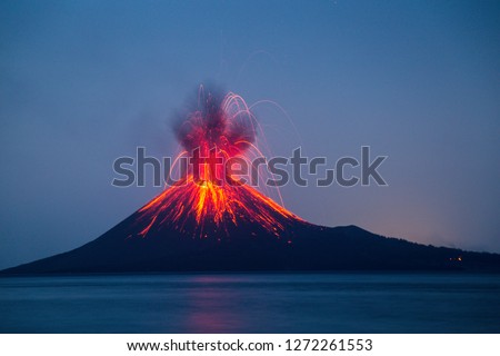 Eruption of Anak Krakatau Volcanoes Indonesia Royalty-Free Stock Photo #1272261553