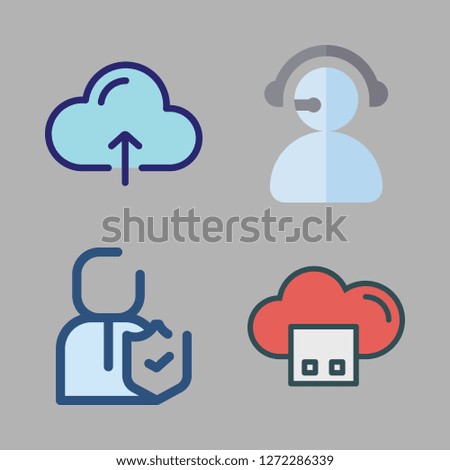 support icon set. vector set about cloud computing, telemarketer and insurance icons set.