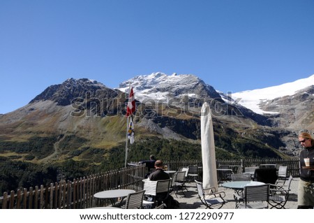 Mountain-Restaurant on top of Alp Grüm with perfect view to Posciavo. 