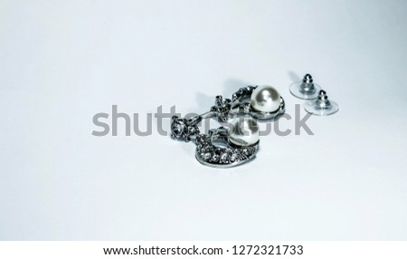 Diamond earrings, precious and beautiful jewelry of ladies