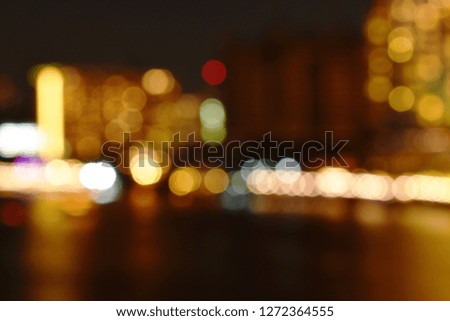blurry light of building on river background and texture
