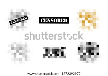 Set of Pixel censored signs. Black censor bar concept. Censorship rectangle. Vector illustration Royalty-Free Stock Photo #1272392977
