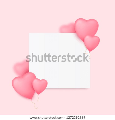 Valentine day background with heart shape balloons and empty space for your text. Sale banner