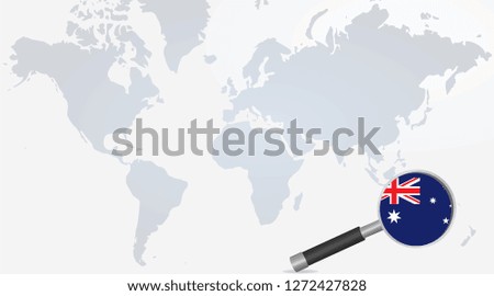 Australia flag in magnifying glass. vector illustration