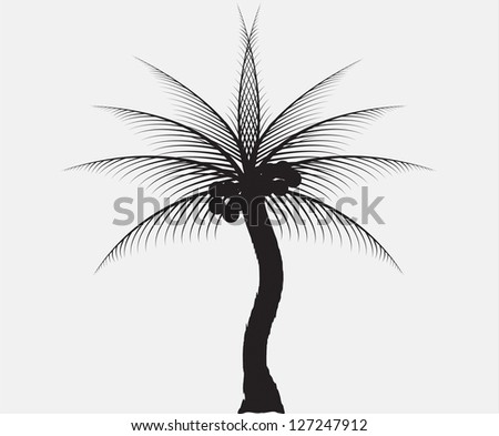 Coconut Palm Tree Silhouette on Beach Vector