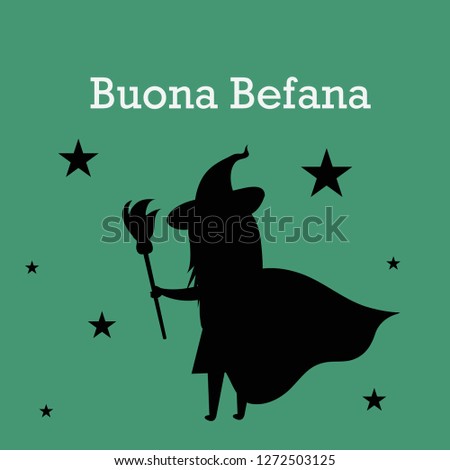 Vector illustration of a Background for Epiphany (Epiphany is a Christian festival) with Italian Lettering Quote Buona Befana.