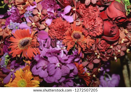 red and purple flower bouquet