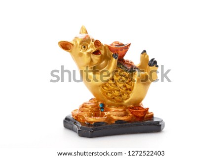 Decoration Pig 2019 Lunar New Year and Chinese New Year on white background, Empty space for design