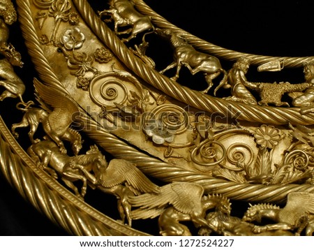 Golden Pectoral from Tovsta Mohyla ORIGINAL  Royalty-Free Stock Photo #1272524227