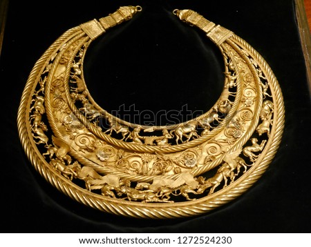 Golden Pectoral from Tovsta Mohyla ORIGINAL  Royalty-Free Stock Photo #1272524230