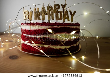 Red velvet cake happy birthday 