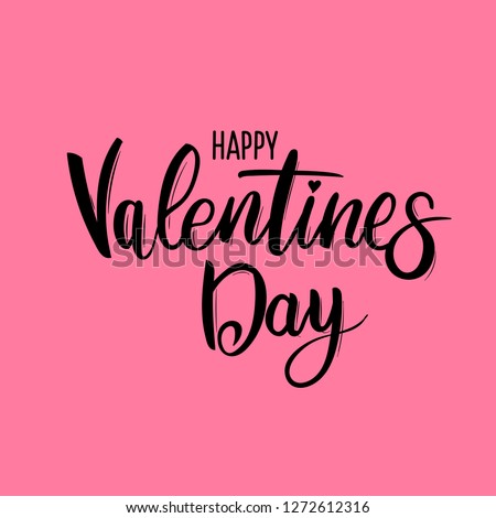 Happy Valentines day typography poster with handwritten calligraphy text. Lettering vector Illustration. Isolated on pink background.