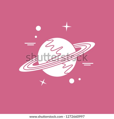 Vector illustration of the planet Saturn with ring system. Design for astronomy apps, websites, print.